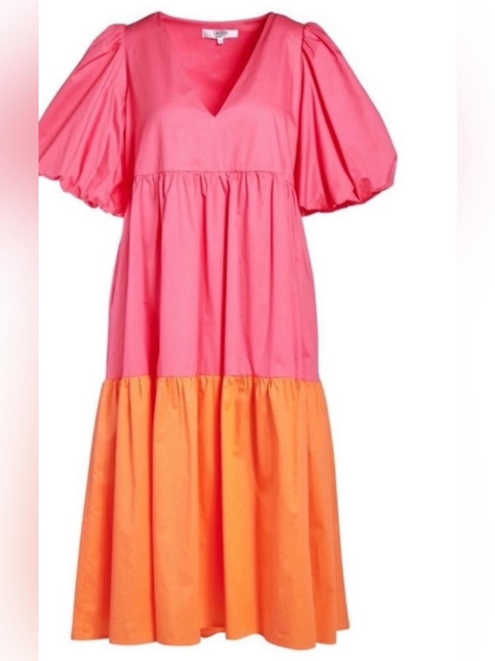 NWT CROSBY by Mollie Burch Pink and Orange Colorblock Puff-Sleeve  RETAIL &280